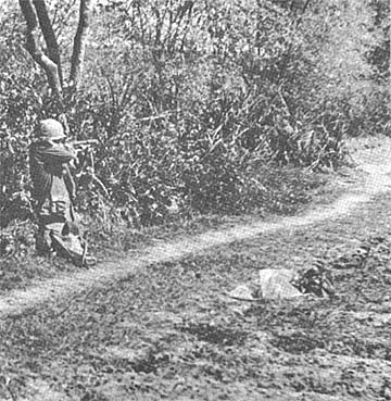 Grenadier fires at enemy