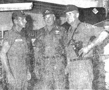 Maj. Virgil Barnes, Lt. John Heintges, BG Edward deSassure Jr.