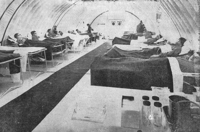Inflatable hospital with patients