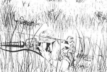 Sketch by PFC Dennis Hamlin of 2/14th in field